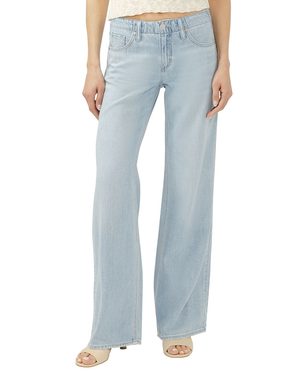 Silver Jeans Co. Women's Suki Mid Rise Curvy Fit Wide-Leg Jeans