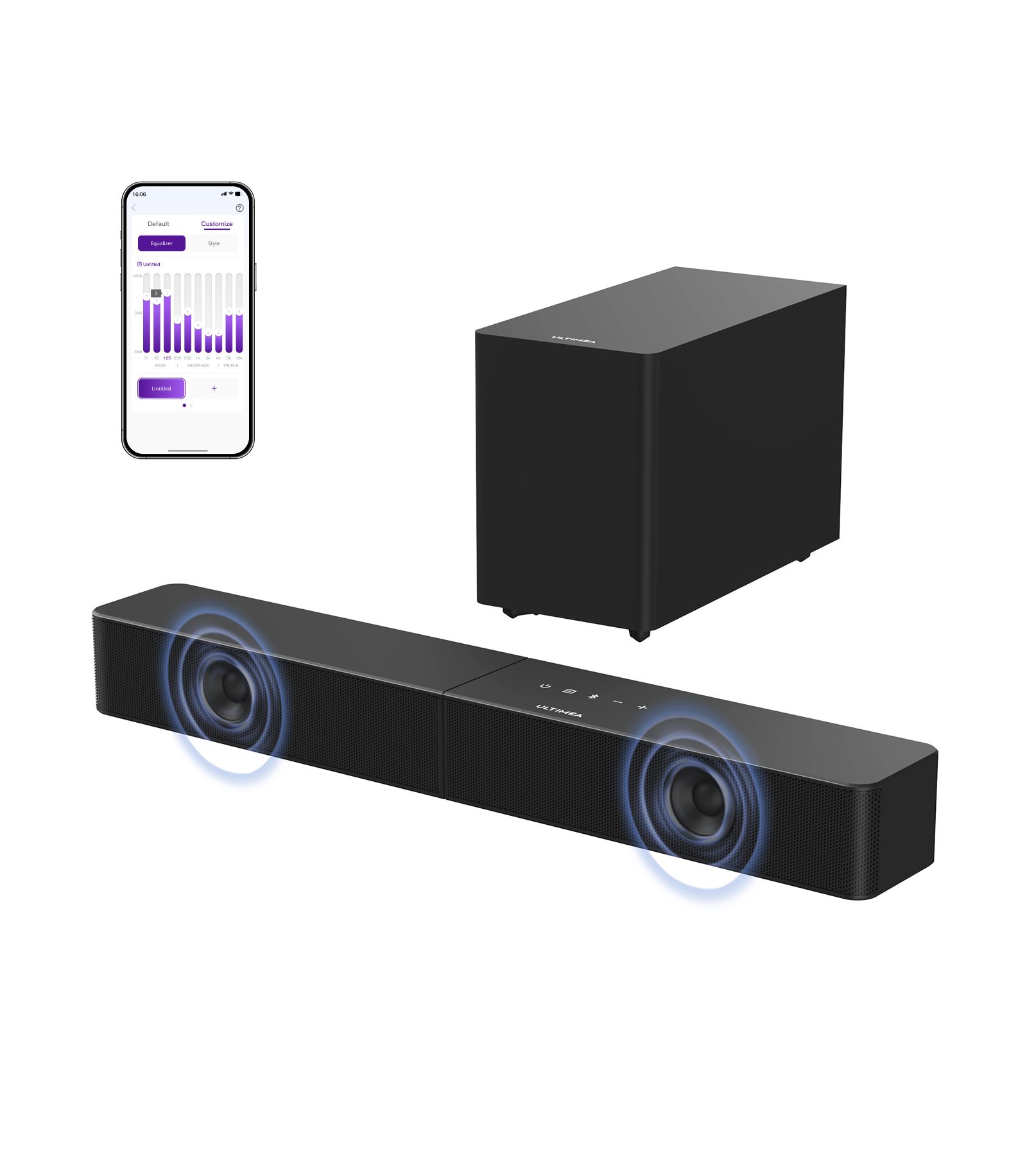 Ultimea Poseidon R3T 2.1-Channel 240W Bluetooth 6.0 Soundbar with Wireless Subwoofer