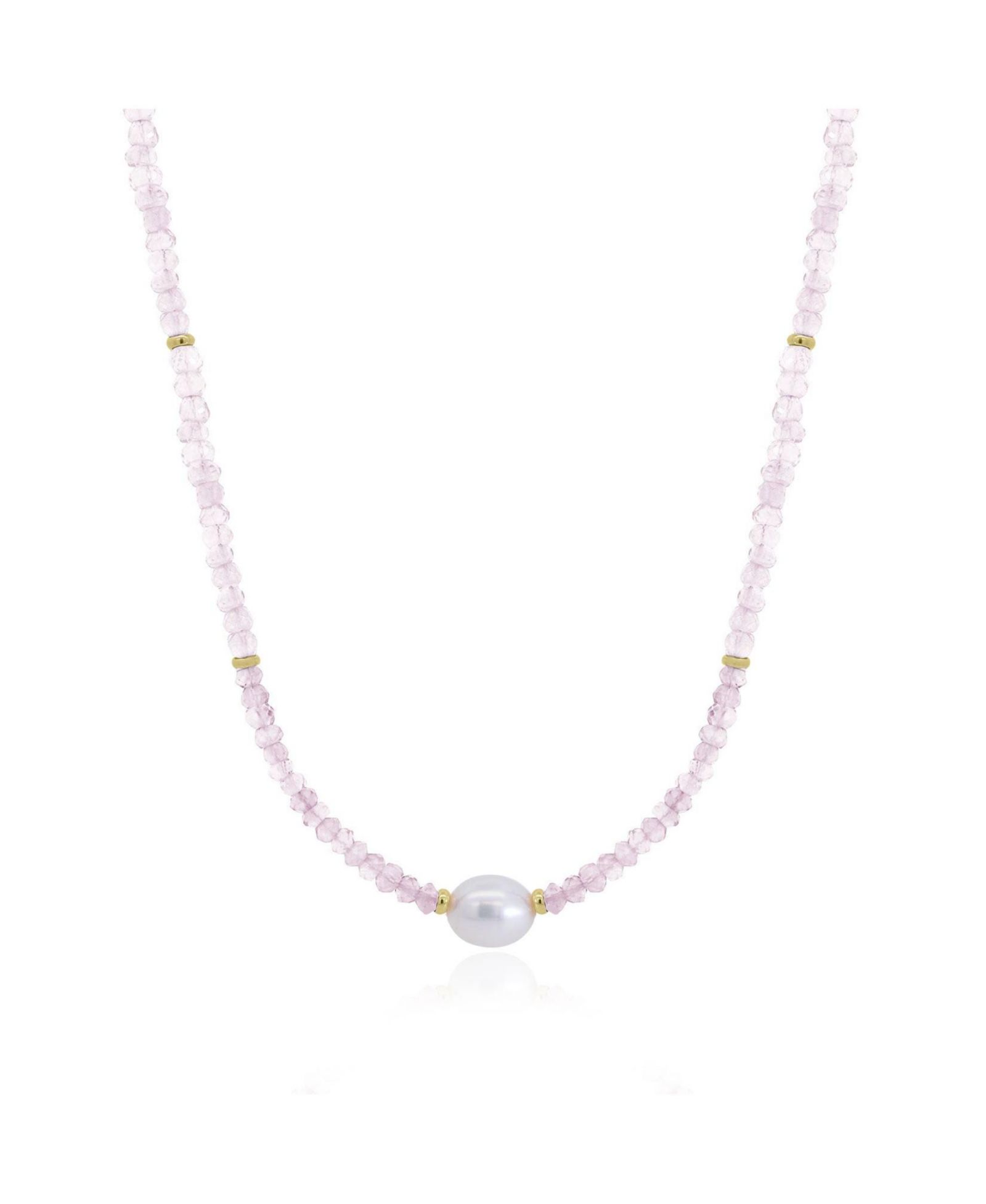 Ожерелье The Lovery Rose Quartz Bead Pearl Necklace 14K Gold