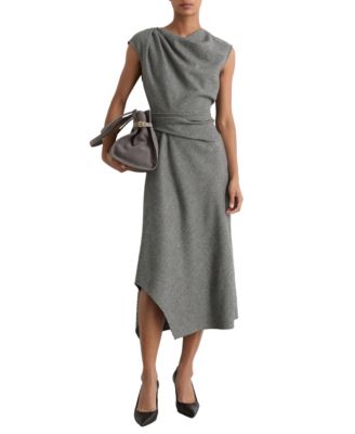 Женское платье REISS Clara Sleeveless Prince of Wales Check Asymmetric Draping Midi