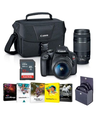 Canon EOS Rebel T7 24.1MP DSLR Camera с EF-S 18-55mm f/3.5-5.6 IS II Lens и EF 75-300mm f/4-5.6 III Lens - Bundle с 32GB SDHC Card, 58mm