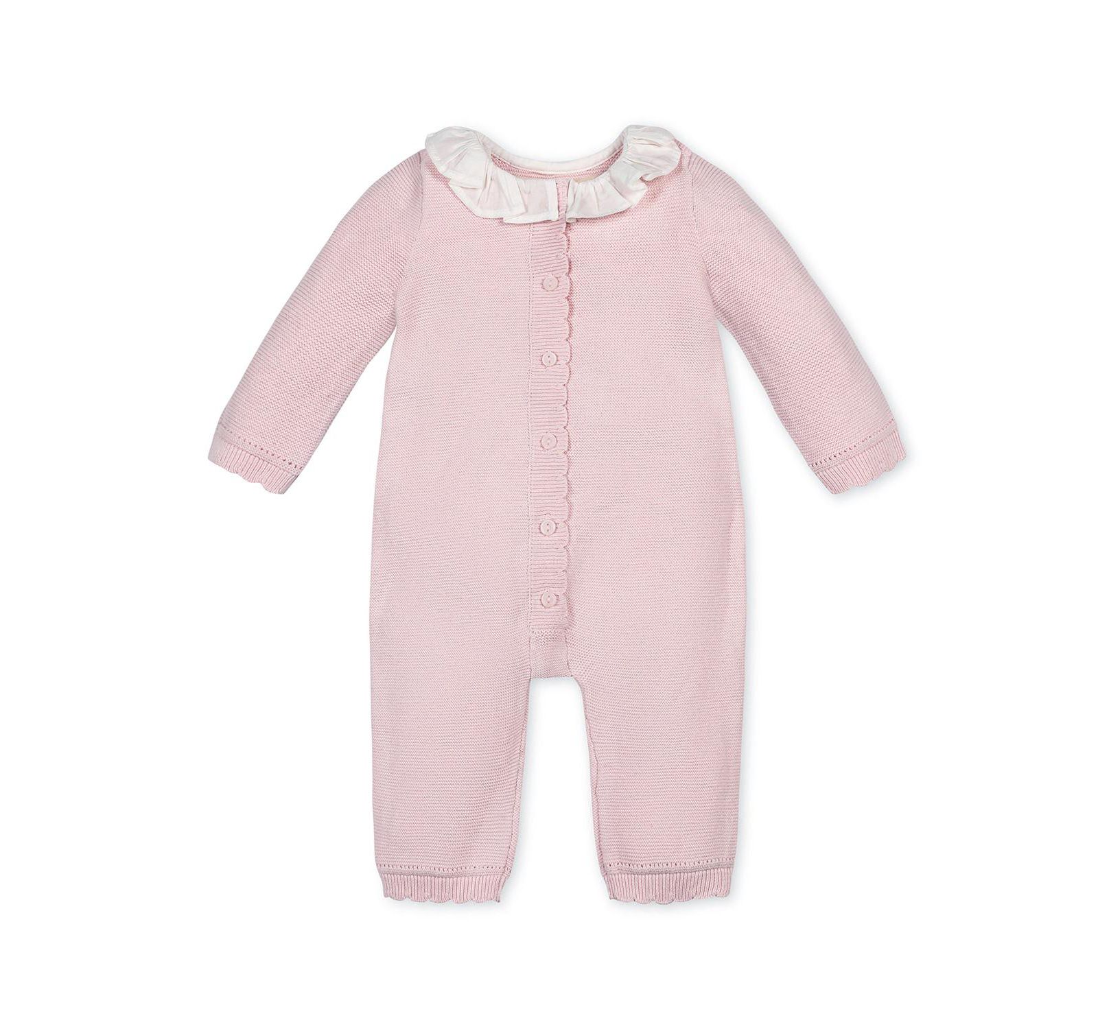 Hope & Henry Baby Organic Ruffle Collar Button Front Sweater Romper