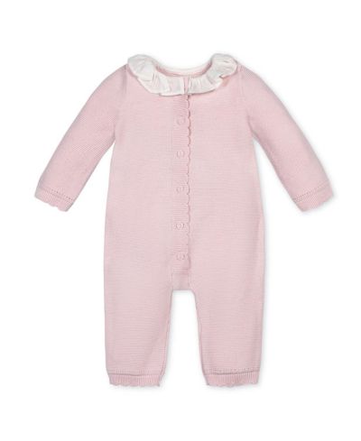 Hope & Henry Baby Organic Ruffle Collar Button Front Sweater Romper
