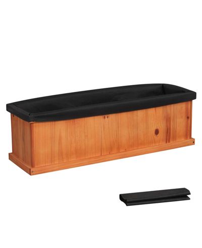 GOUUN Pine Wood Planter Box with Drainage Holes and Liner