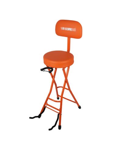 5Core Guitar Stool 3.15" Padded Chair w Backrest Foldable Music Seat Built in Foot Rest Guitar Stand