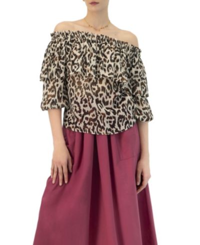 Женская блузка Ivonne Bardot Animal Print