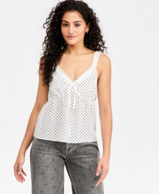 Детский топ Madden Girl Polka-Dot Tie-Front Babydoll Tank Top