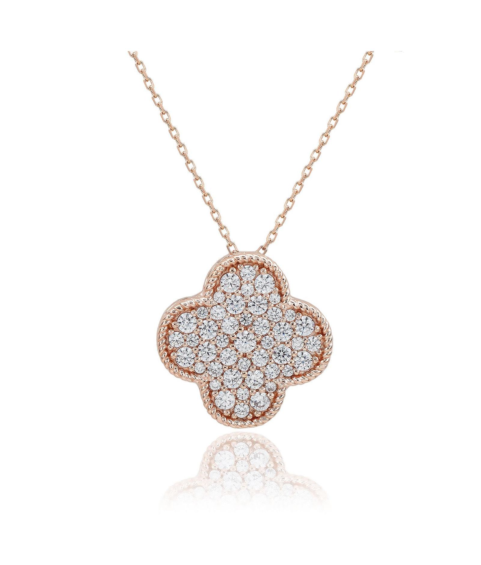 Подвеска Suzy Levian New York Sterling Silver Cubic Zirconia Pave Large Flower Clover