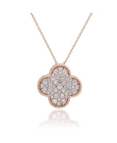 Подвеска Suzy Levian New York Sterling Silver Cubic Zirconia Pave Large Flower Clover