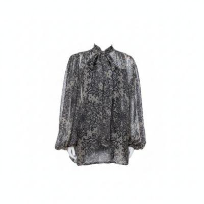 Pre-Owned Dolce and Gabbana Women's Paisley Print Silk Bow Tie Blouse