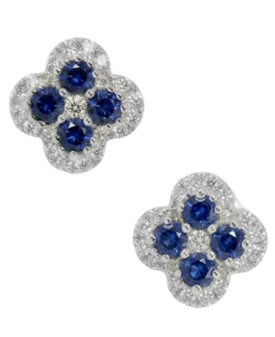 Macy's Sapphire (1/4 ct. t.w.) & Diamond (1/6 ct. t.w.) Stud Earrings in 14k White Gold