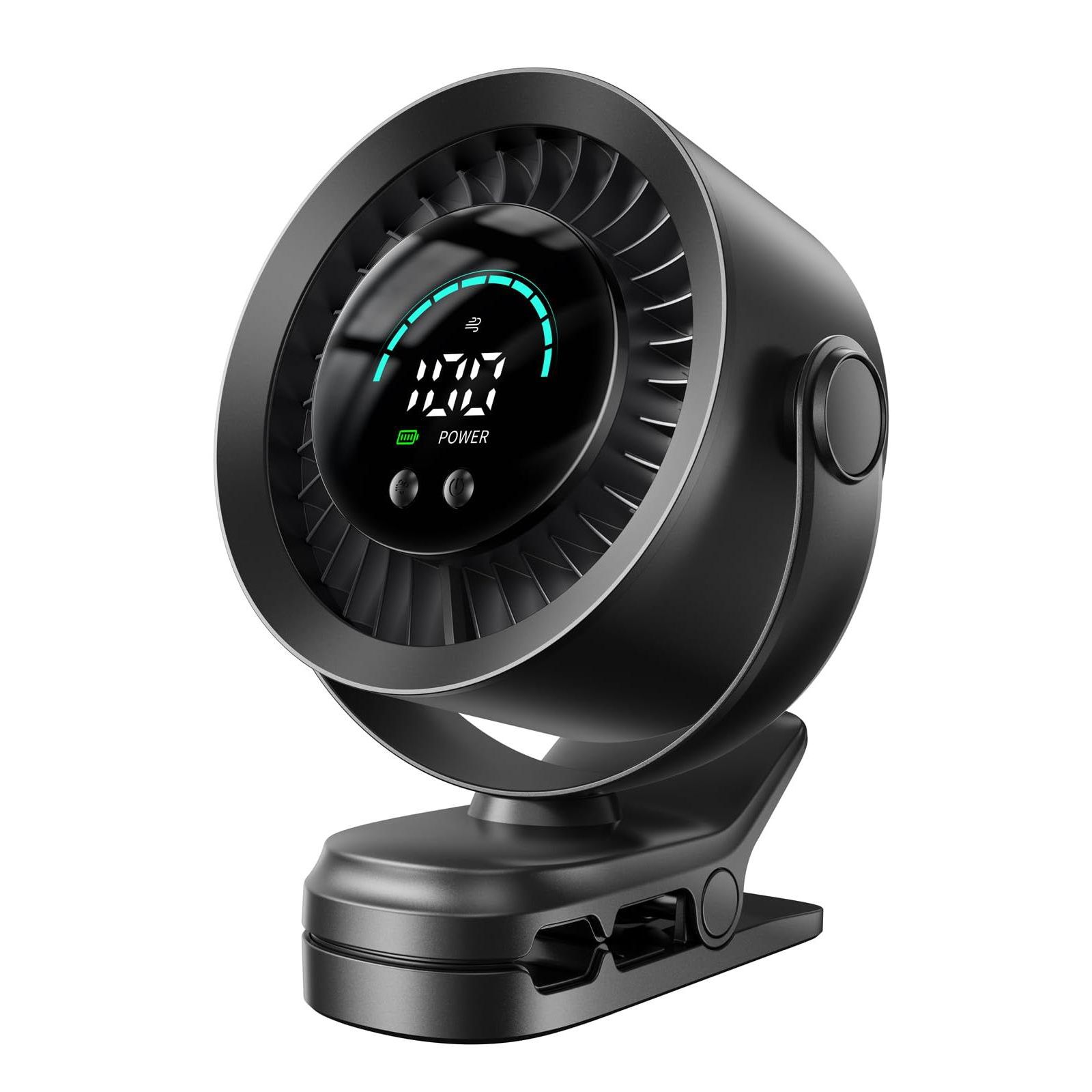 GNUADZ Мини-вентилятор с USB, LED-дисплей, 360° вращение, 100 скоростей, 3000mAh