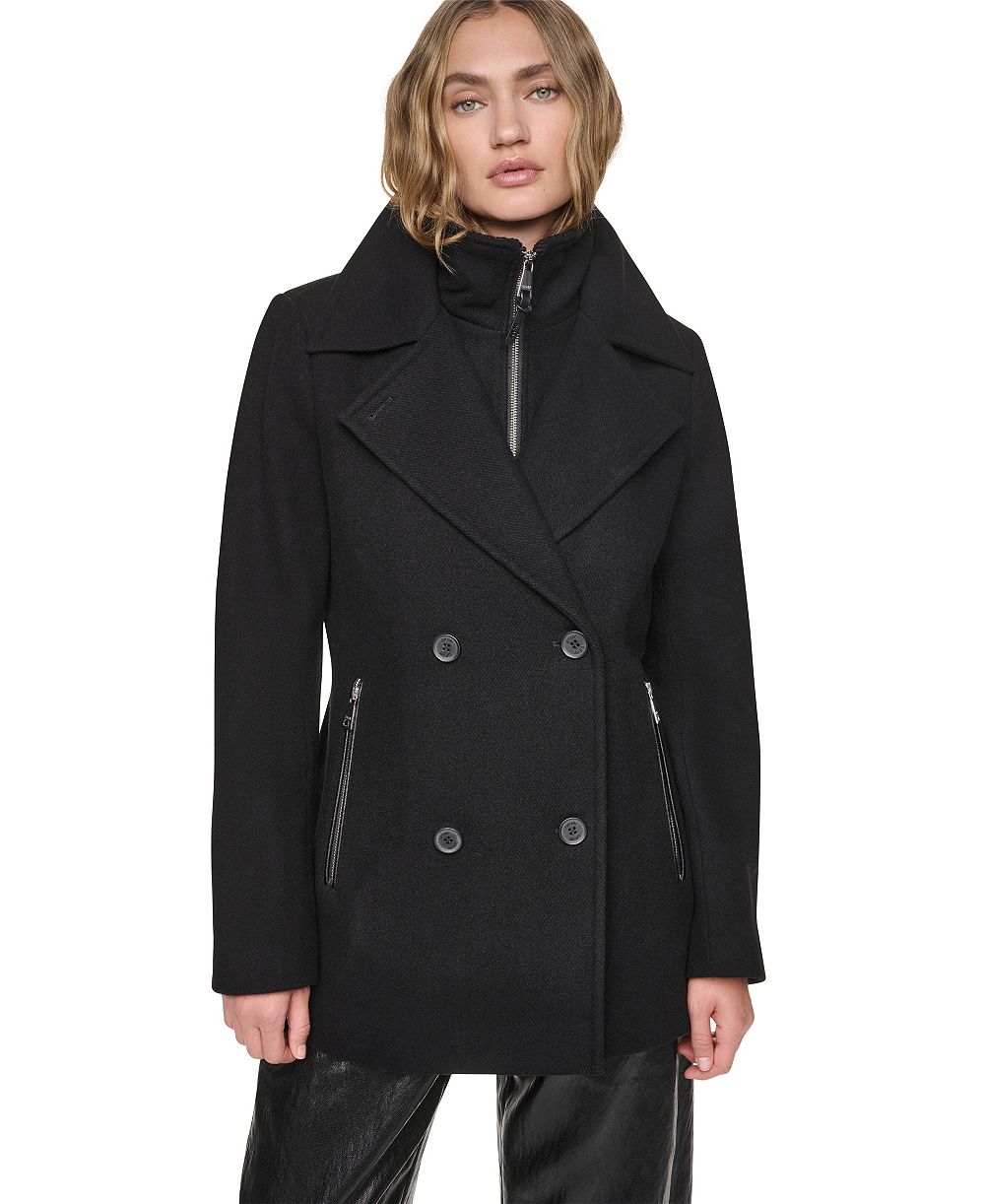 Пальто DKNY Women's Double-Breasted Long-Sleeve Wool-Blend Peacoat