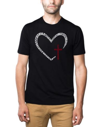 Мужская хлопковая футболка LA Pop Art Blessed Heart Cross Word Art