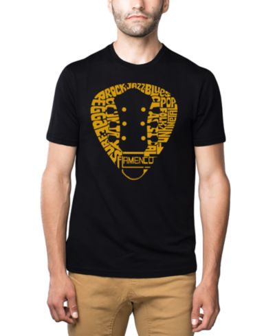 LA Pop Art Men's Music Genres Guitar Neck Word Art Cotton and Polyester Blend T-Shirt