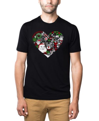 LA Pop Art Мужская футболка Christmas Themed Heart Word Art Cotton and Polyester Blend