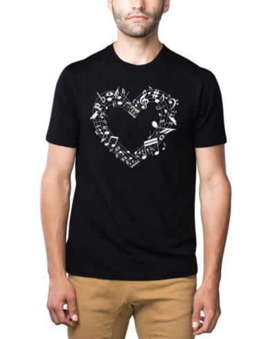 Мужская футболка LA Pop Art Music Notes Heart Word Art Cotton and Polyester Blend
