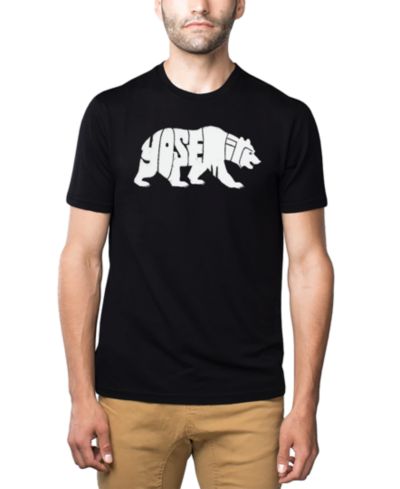 LA Pop Art Men's Yosemite Bear Word Art Cotton and Polyester Blend T-Shirt
