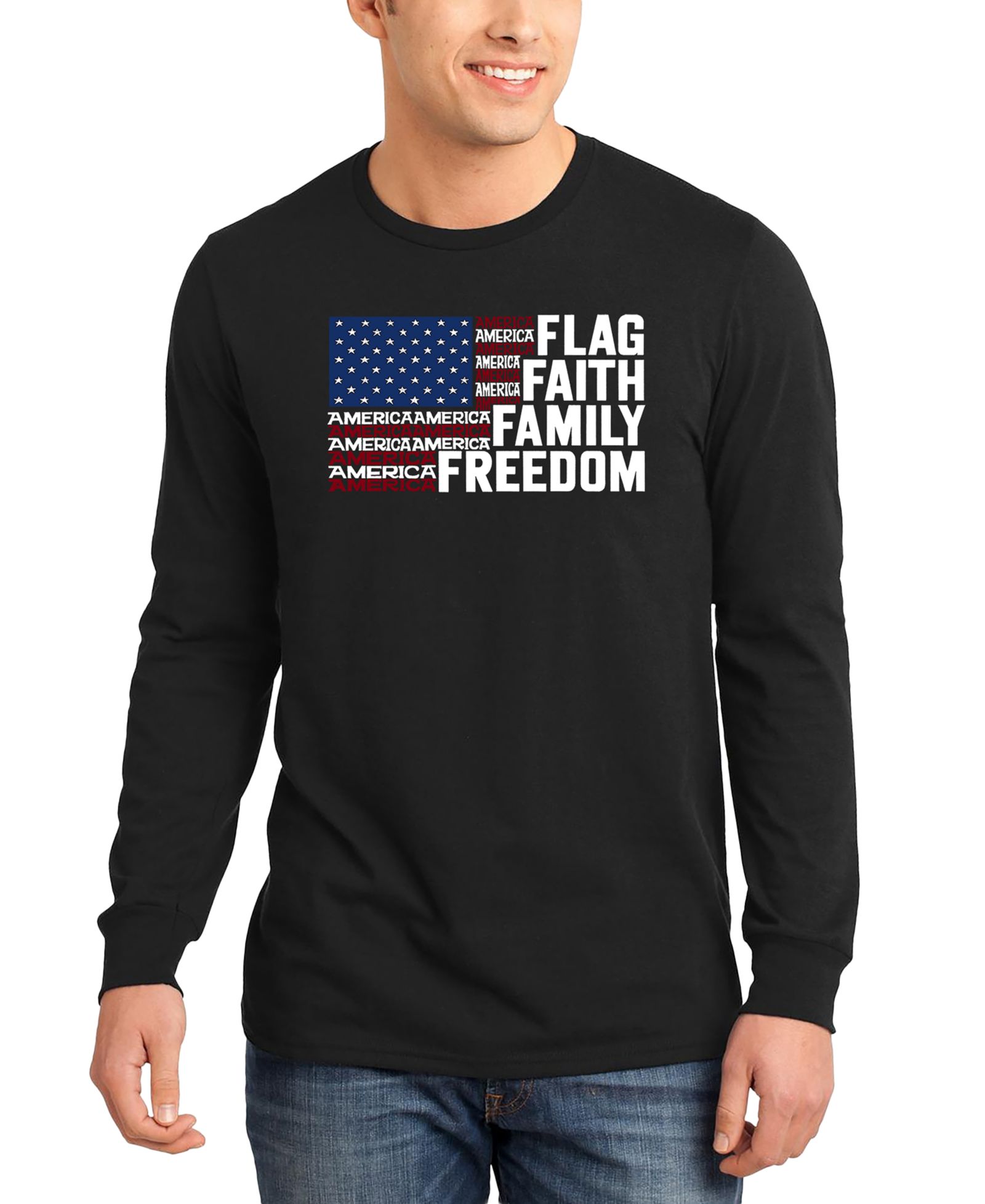LA Pop Art Мужская футболка с длинными рукавами American Flag