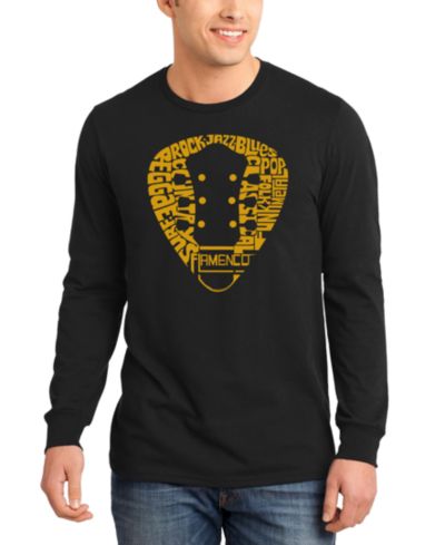 LA Pop Art Мужская футболка с длинным рукавом Music Genres Guitar Neck Word Art