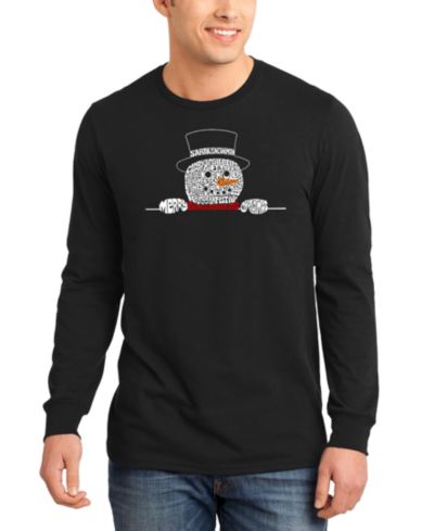 LA Pop Art Мужская футболка с длинным рукавом Peeking Snowman Word Art