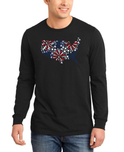 Мужская футболка с длинным рукавом LA Pop Art USA Fireworks and Stars Word Art