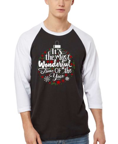 LA Pop Art Men's Christmas Ornament Raglan Baseball Word Art T-Shirt