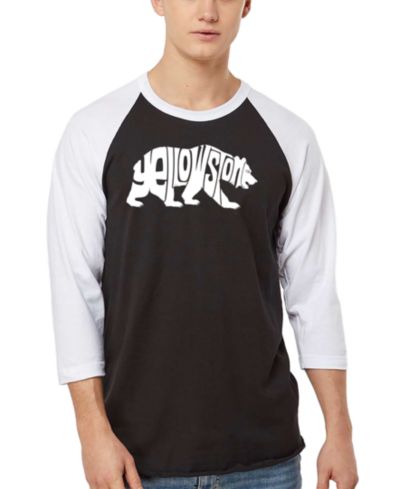 LA Pop Art Men's Yellowstone Bear Word Art Raglan-Sleeve T-Shirt