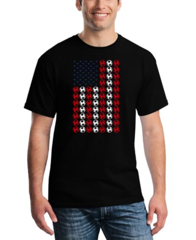 LA Pop Art Men's American Flag Soccer Balls Word Art T-Shirt