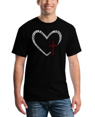 LA Pop Art Men's Blessed Heart Cross Word Art T-Shirt