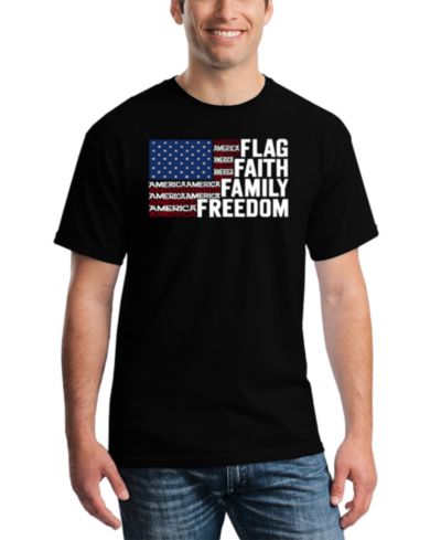 LA Pop Art Men's Flag Faith Family Freedom American Flag Word Art T-Shirt