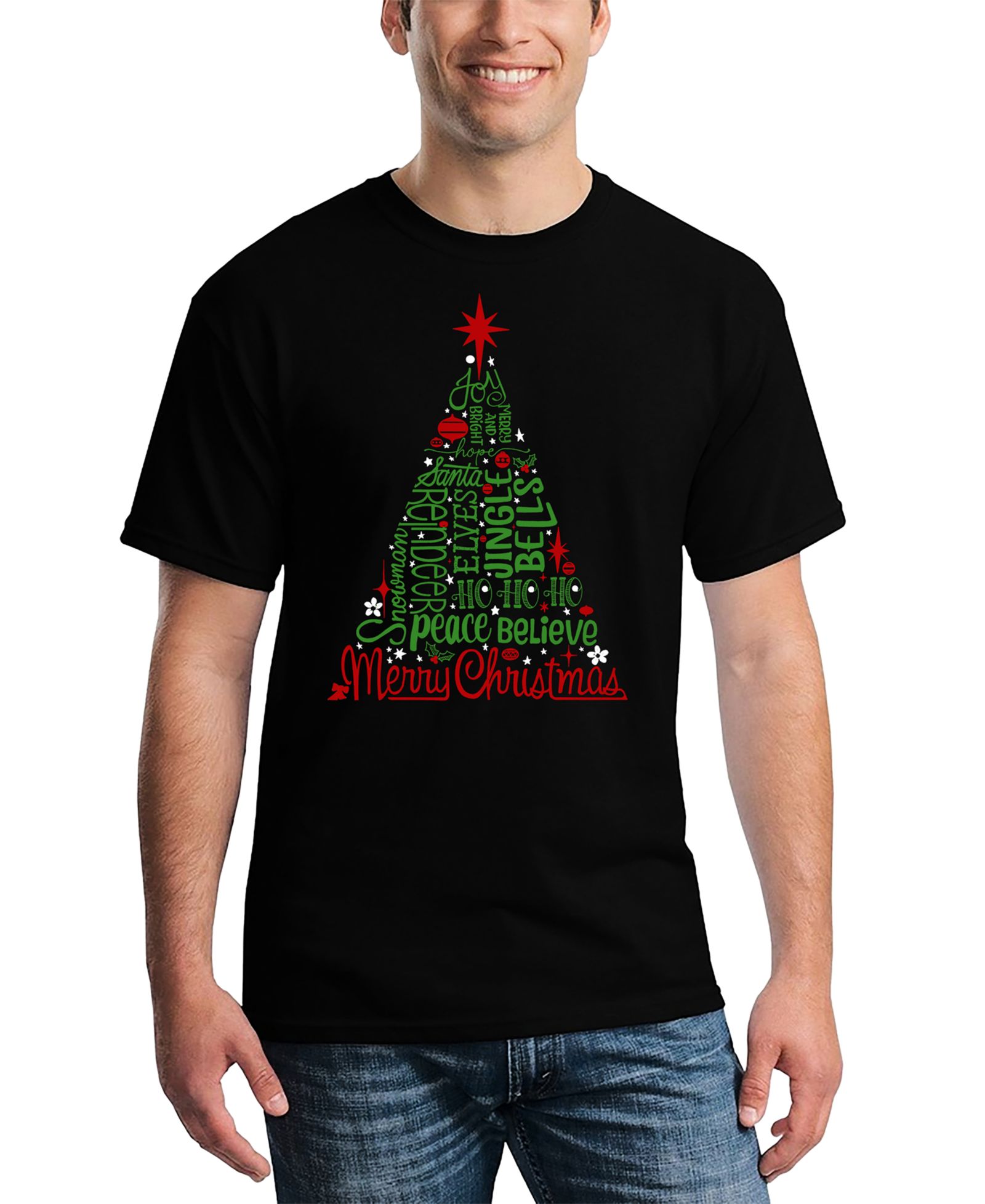 Мужская футболка LA Pop Art Holiday Christmas Tree Word Art