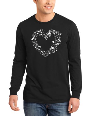 Мужская футболка LA Pop Art с принтом Music Notes Heart Word Long-Sleeve