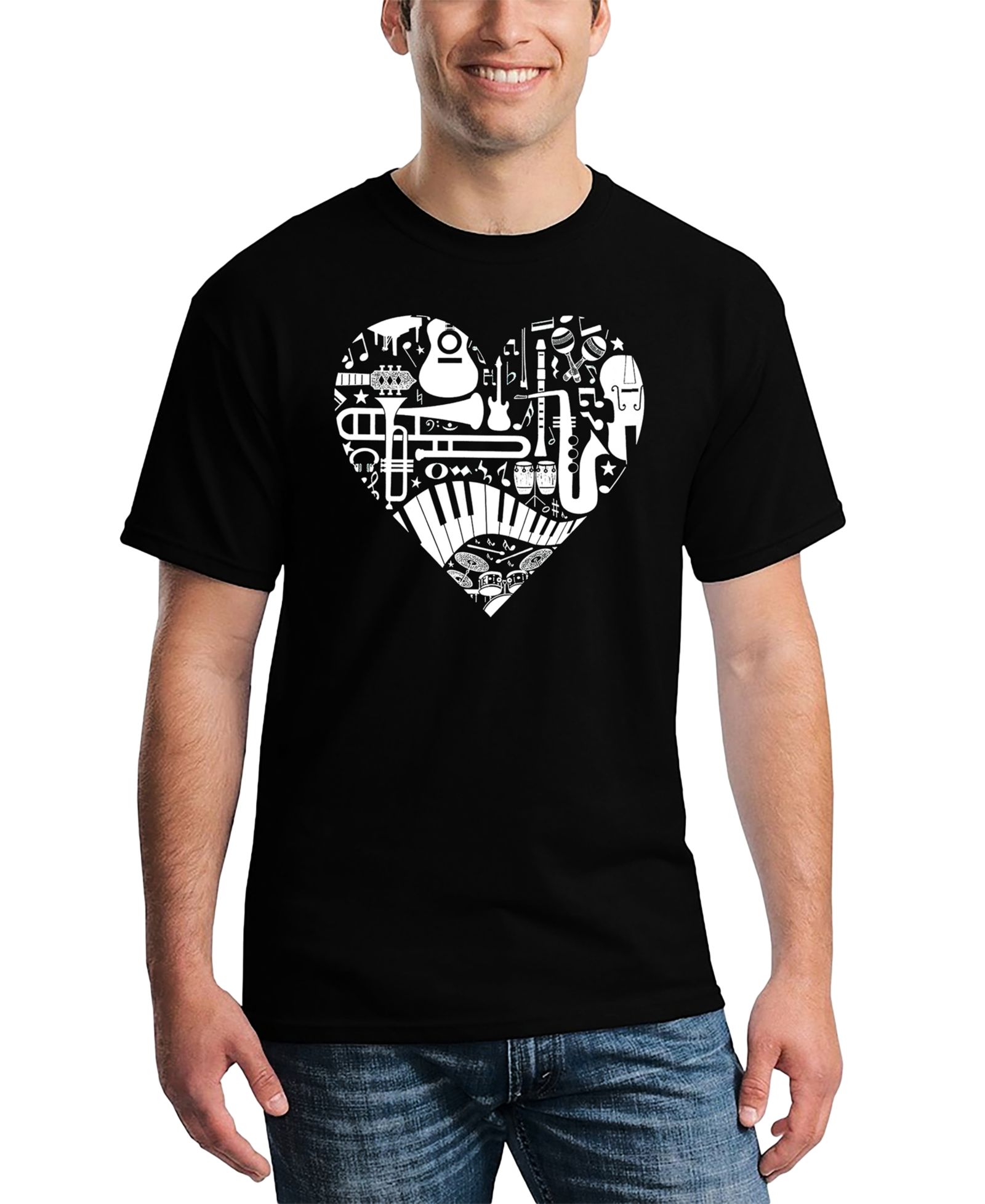 Мужская футболка LA Pop Art Music Instruments Heart