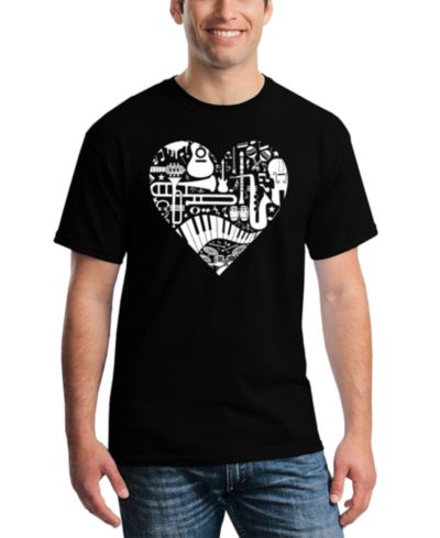 LA Pop Art Men's Music Instruments Heart Word Art T-Shirt