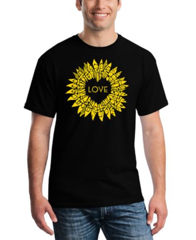 LA Pop Art Men's Love Sunflower Word Art T-Shirt