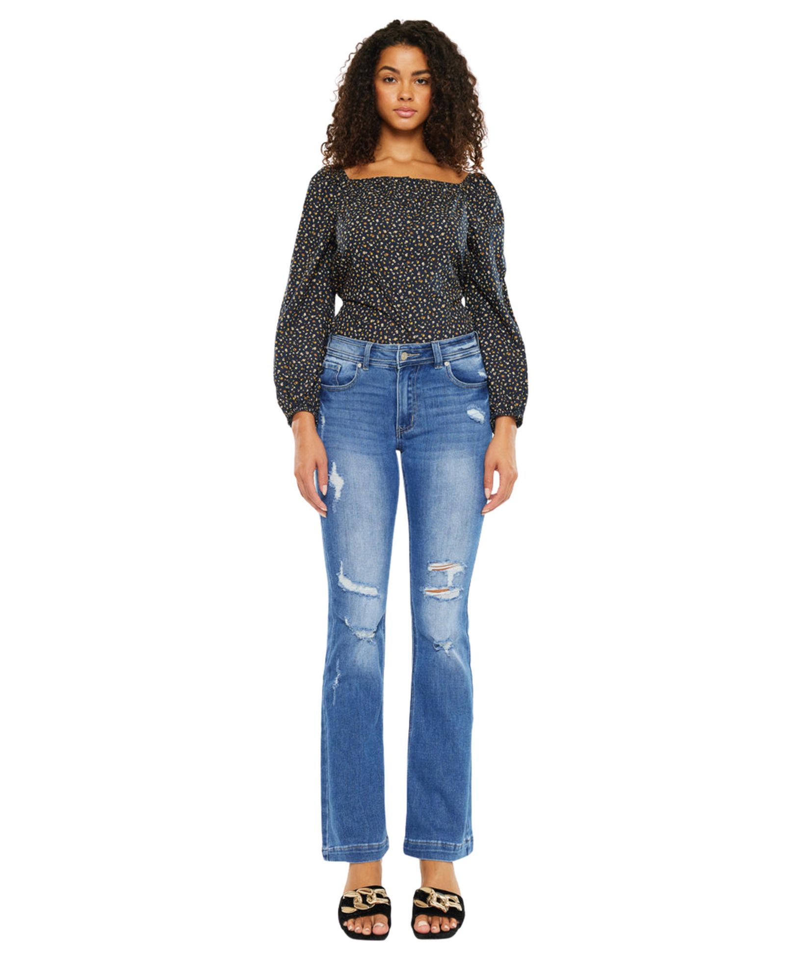Kancan Women's Bernadette Mid Rise Bootcut Jeans