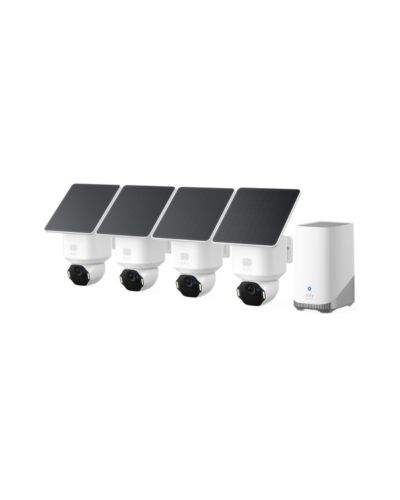 eufy SoloCam E42 комплект из 4 камер + HomeBase S380, 4K Solar Wireless, AI Tracking, Pan/Tilt, Strobe, Face ID, 16TB Local
