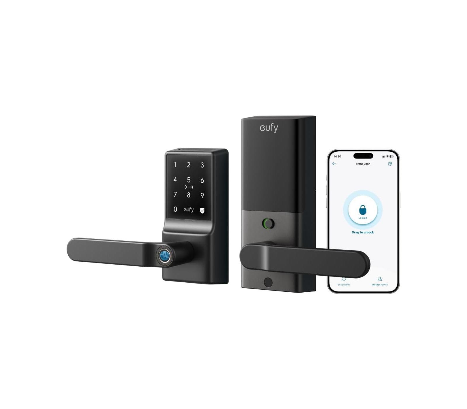 Умный замок eufy Smart Lock C33 Wi Fi Keypad Lever Fingerprint and Keyless Entry Deadbolt App Control IP53 Waterproof