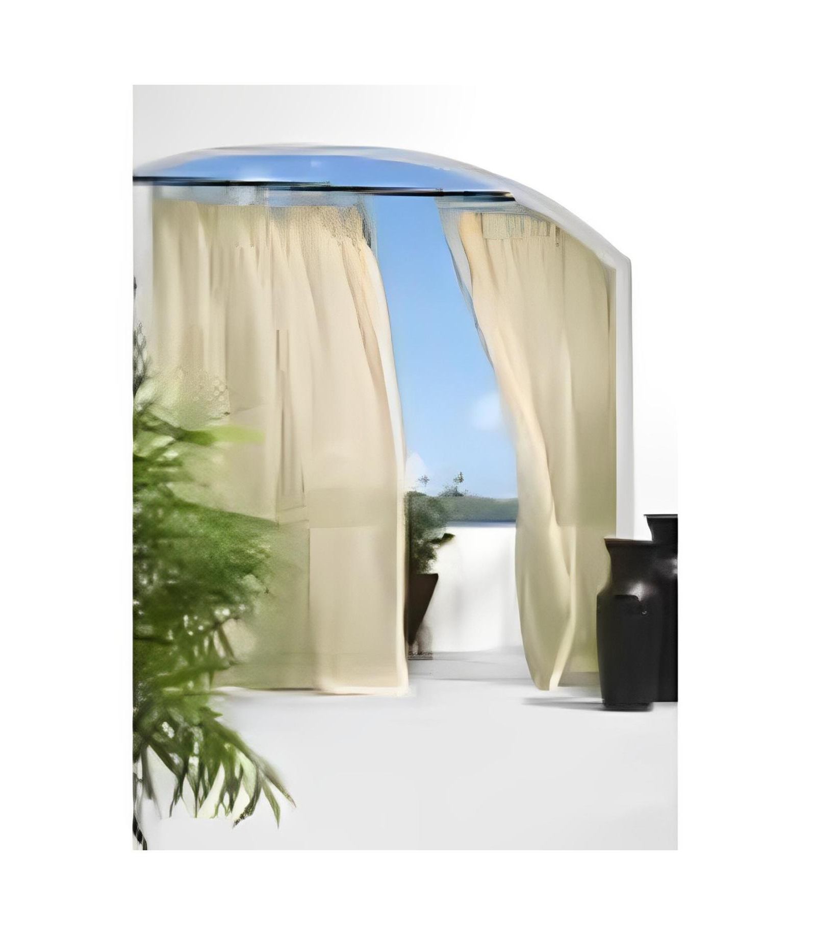 Outdoor Decor Escape Hook and Loop Sheer Tab Panel 54 Inches Wide by 96 Inches Long Mushroom