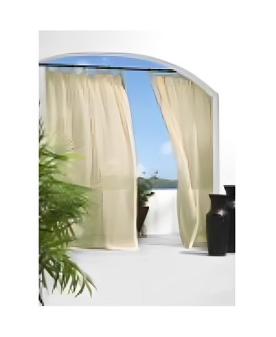 Outdoor Decor Escape Hook and Loop Sheer Tab Panel 54 Inches Wide by 96 Inches Long Mushroom