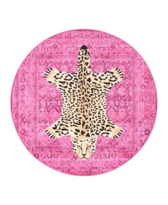 Круглый акцентный ковер Juicy Couture Leopard Medallion мягкий и моющийся 48" x 48"