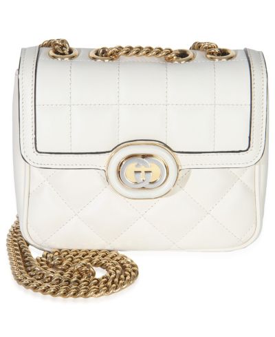 Мини-сумка Gucci White Quilted Calfskin Mini Deco Chain, б/у
