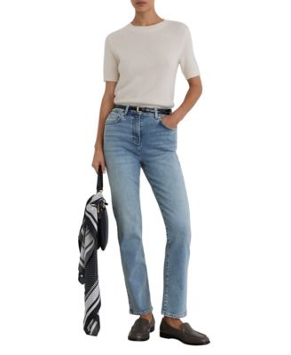 REISS Women's Isabel Light-Wash Mid-Rise Slim-Leg Jeans