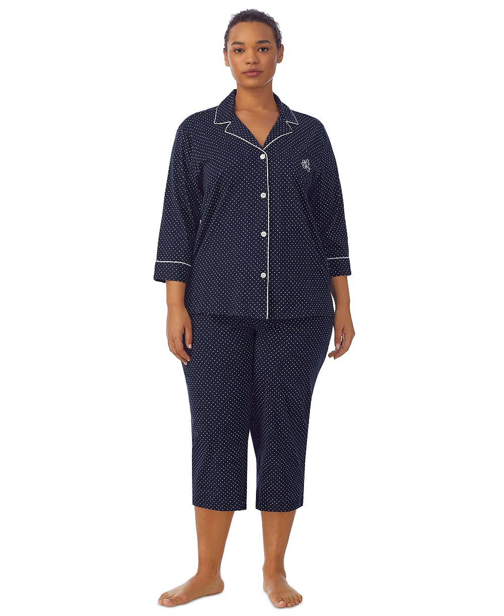 Пижамный комплект Lauren Ralph Lauren Plus Size Button-Front Top and Pants