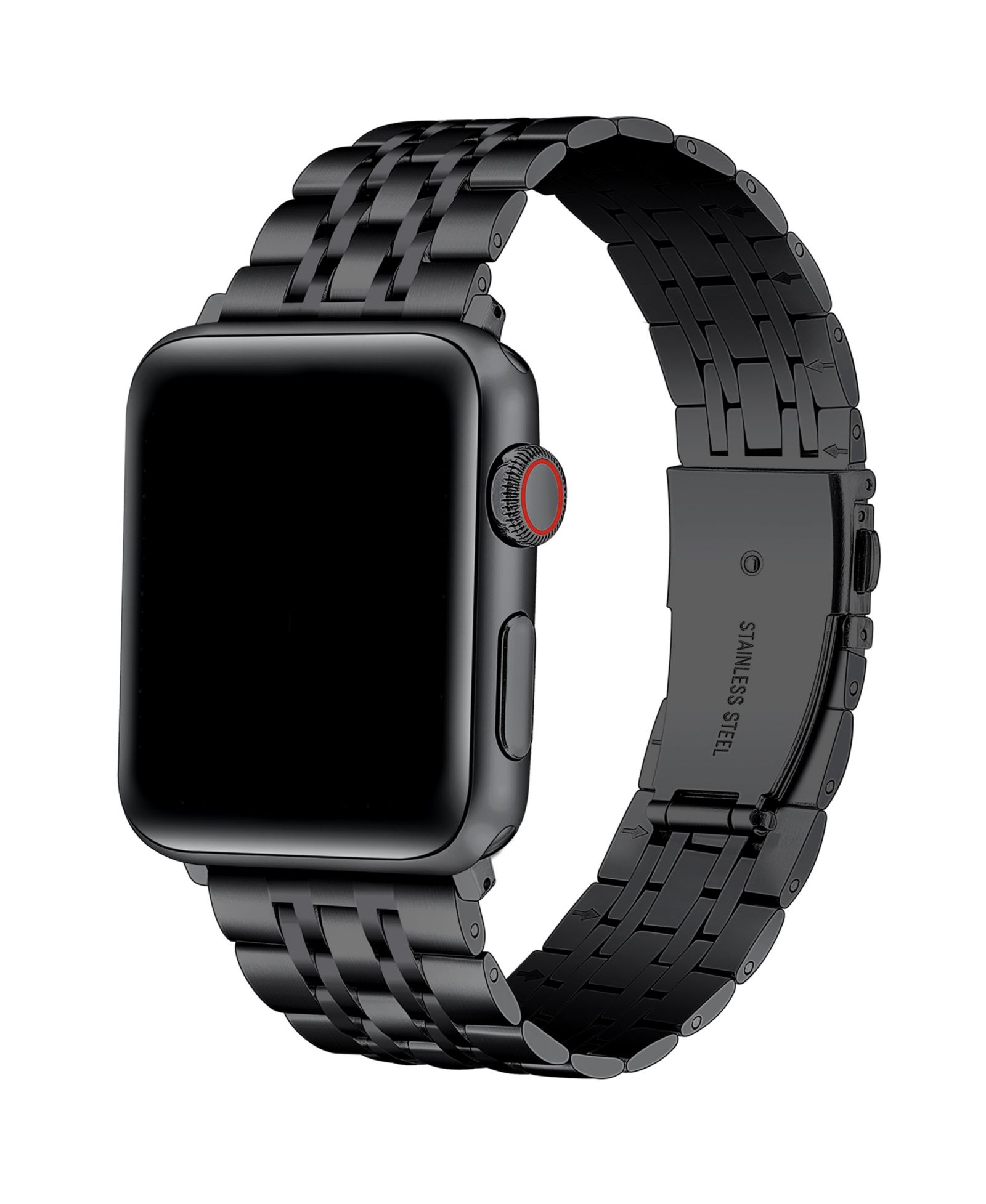 Posh Tech Black Stainless Steel Band with Links for Apple Watch