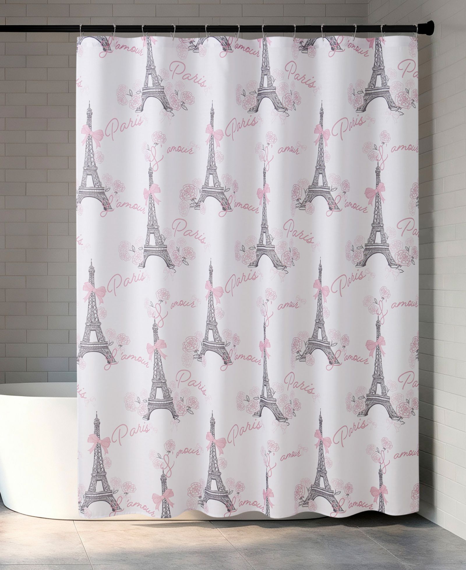 Creative Home Ideas Комплект тканевых штор для душа Eiffel Tower Roses and Bows 13-Piece
