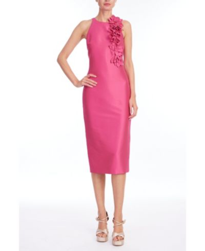 Badgley Mischka Women's Sleeveless Corsage Sheath Midi Dress