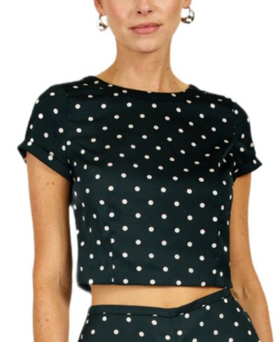 Line & Dot Women's Sophie Polka Dot Crewneck Short-Sleeve Top