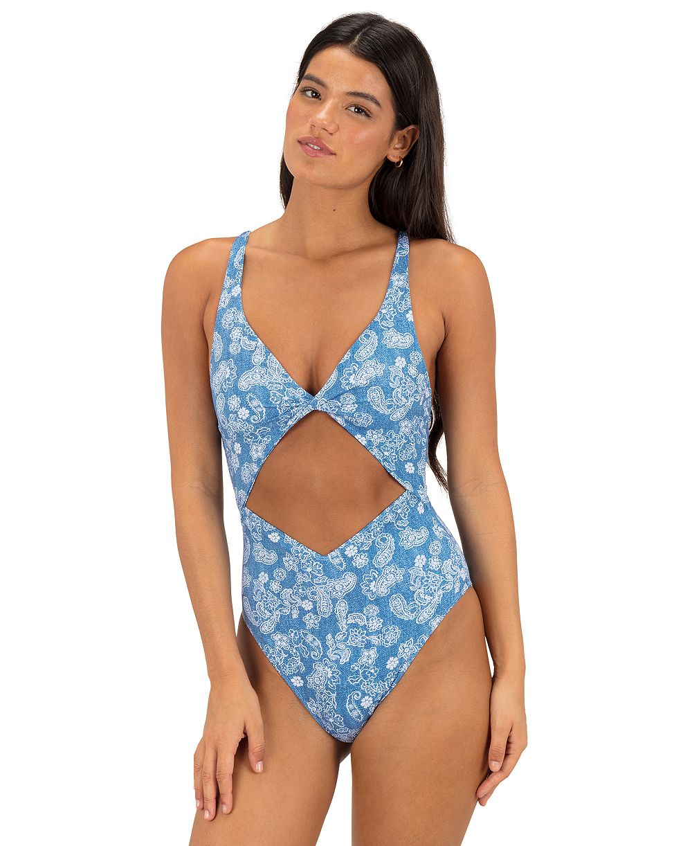 Hurley Women's V-Neck Cheeky Coverage One-Piece Swimsuit